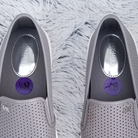 Michael Kors Perforated Gray Slip Ons NEW - Picture 5 of 8